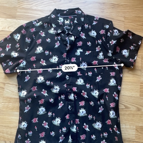 WXYZ MFG CO. Mens Skelton's Floral Size medium Button Down Black Halloween Shirt - Picture 9 of 10